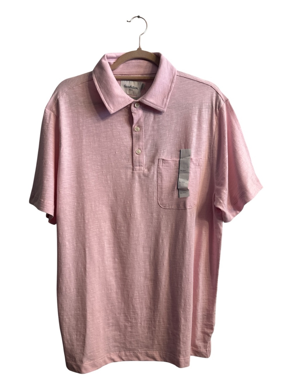 Goodfellow & Co Men's Light Pink Short-Sleeve Polo with Chest Pocket